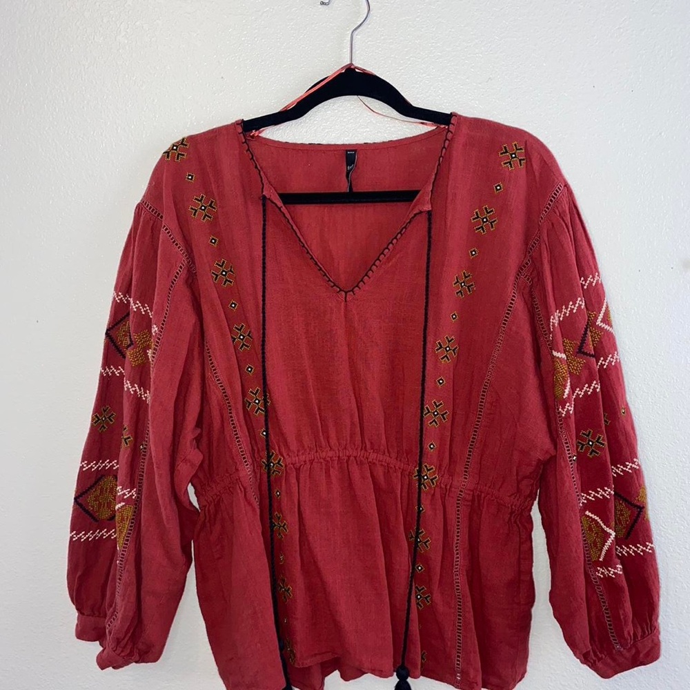 Linen Long Sleeve Design Top
